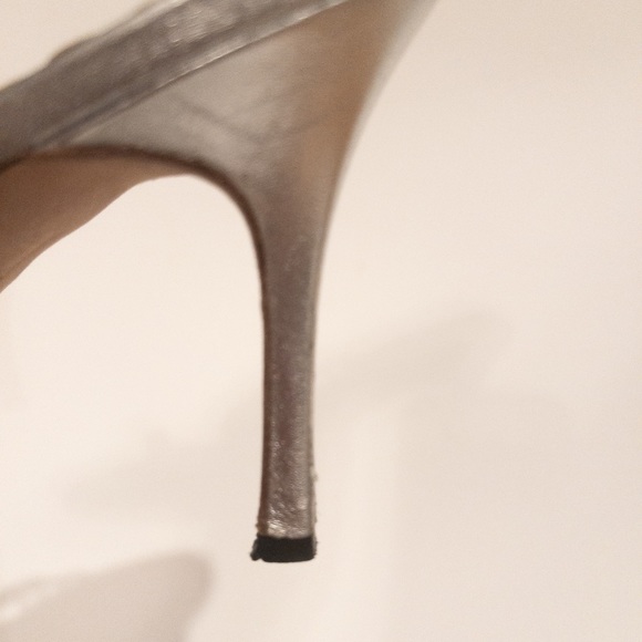 Manolo Blahnik silver chain sandals.